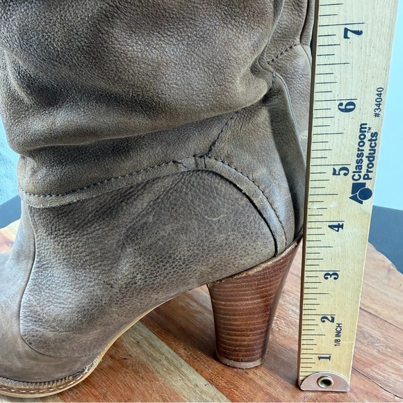 Jigsaw brown leather Tall Pull On heeled Boots sz 37 US 6 over the knee - Picture 7 of 12